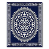 Navy Mandala Geometric Area Rug with Celtic Borders