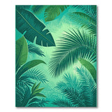 ODIKA Tropical Green Palm Leaf Washable Rug - Low Pile, Non-Slip & Pet Friendly