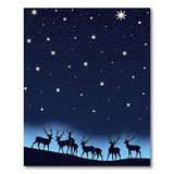 Starry Night Reindeer Silhouette Area Rug