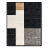 Asymmetrical Geometric Black White Gold Area Rug