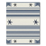 Navy Striped Starfish Coastal Beach Rug