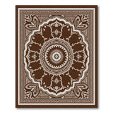 ODIKA Brown Ornate Medallion Washable Rug, Non-Slip Low Pile Vintage Area Rug