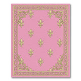 Elegant Pink Fleur-de-Lis Area Rug with Gold Border