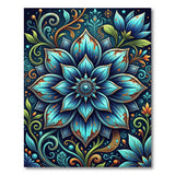 Vintage Blue Lotus Mandala Area Rug