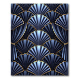 Navy Blue Gold Scallop Shell Area Rug