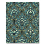 Blue and Teal Floral Vintage Teal Damask Floral Area Rug