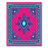 Vibrant Pink Persian Medallion Rug with Teal Accents