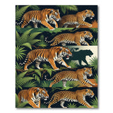 Prowling Tigers Leopards Jungle Fern Rug