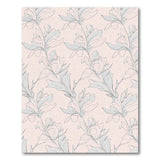 Blush Pink Gray-Blue Floral Line Art Area Rug