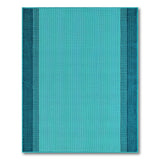 Teal Woven Area Rug with Navy Striped Borders