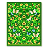 Lush Green Butterfly Meadow Floral Rug
