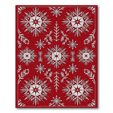 Red Snowflake and Pine Branch Area Rug