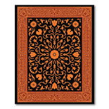 Orange Orange Floral Persian Area Rug on Black