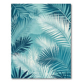 Teal Palm Fronds Coastal Area Rug
