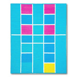 Vibrant Teal Grid Geometric Area Rug