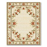 Ivory Red Floral Border Persian Area Rug
