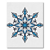 Blue and Teal Intricate Blue Snowflake Geometric Area Rug