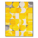 Vibrant Yellow Geometric Oval Area Rug