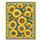 Vibrant Yellow Sunflower Navy Area Rug
