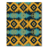 Teal Gold Diamond Southwestern Area Rug