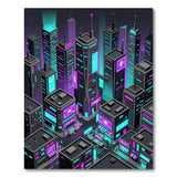 Neon Cyberpunk Cityscape Area Rug