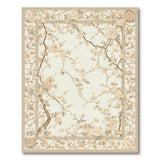 Cream Rose Blossom Branch Floral Rug