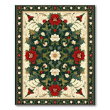 Red Peony Lily Persian Medallion Rug