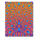 Vibrant Peacock Flame Abstract Area Rug