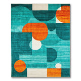 Multi-color and Patterns Teal Orange Geometric Abstract Area Rug