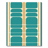 Teal Oval Grid Geometric Area Rug