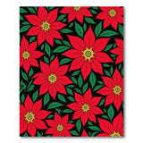 Red Floral Vintage Red Poinsettia Floral Area Rug on Black