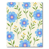 Blue and Teal Blue Chamomile Floral Pattern Area Rug