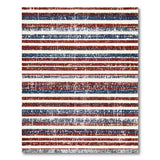 ODIKA Washable Abstract Striped Area Rug - Low Pile Non-Slip Red & Blue Distressed Design