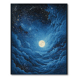 Ethereal Blue Starry Night Sky Moon Area Rug