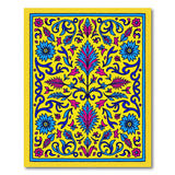 Vibrant Yellow Persian Floral Rug with Blue Pink Motifs