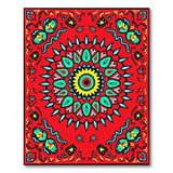 Vibrant Red Mandala Area Rug with Teal and Yellow Accents