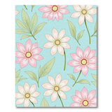 Teal Blue Pink Flower Floral Area Rug