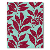 ODIKA Washable Botanical Leaf Area Rug - Red & Mint Low Pile Non-Slip Floor Mat