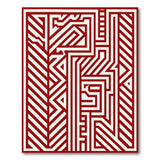Bold Red Geometric Maze Geometric Modern Area Rug