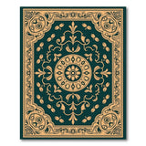 Blue and Teal Ornate Teal Gold Persian Medallion Area Rug