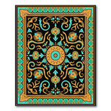 Teal Gold Ornate Persian Medallion Rug