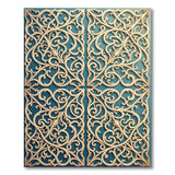 Ornate Teal Floral Lattice Area Rug