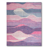 Abstract Wavy Pink Blue Area Rug