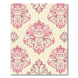Pink Ornate Pink Damask Floral Area Rug