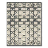 Geometric Tribal Grid Black White Area Rug