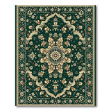 Dark Green Persian Floral Medallion Rug