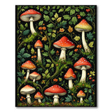 Whimsical Red Mushroom Foliage Area Rug
