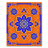 Vibrant Orange Blue Persian Floral Area Rug