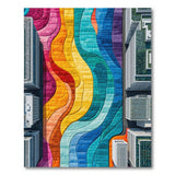 Vibrant Wavy Multi-Color Abstract Area Rug
