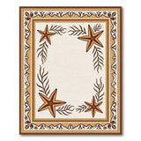 Beige Starfish Seaweed Coastal Border Rug